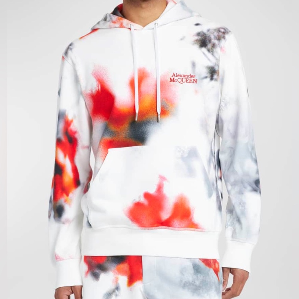 Alexander McQueen Obscured Flower Cotton Hoodie